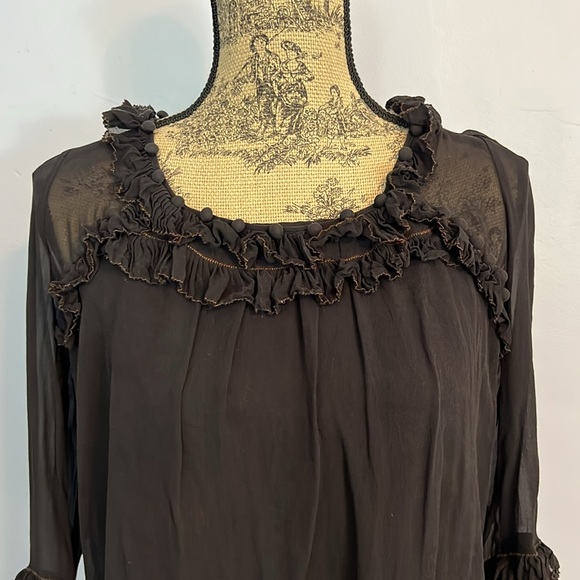 Anthropologie Leifsdottir Silk Ruffle Top - Picture 5 of 8